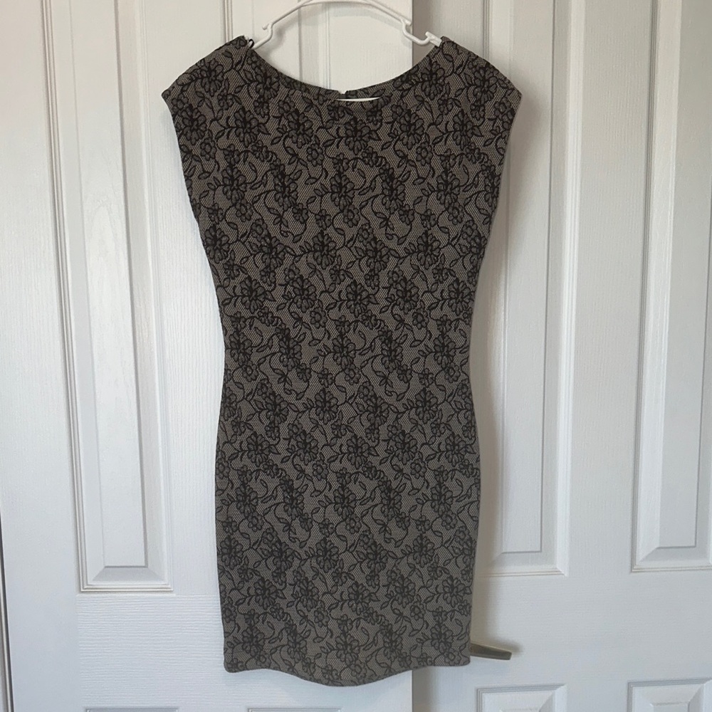 Zara Black and Gray Floral Mini Dress